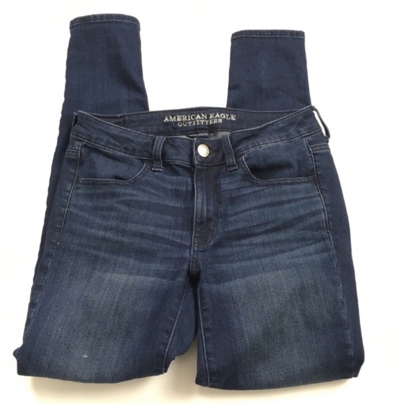 American Eagle AEO Jegging‎ Skinny Dark Wash Super Stretch Jeans Women’s Sz 6 - Picture 1 of 6